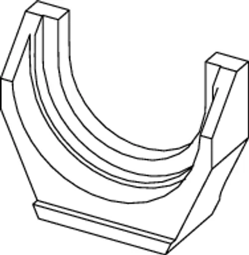 TECE Pressgabel mit gewölbtem Innenprofil für Rohrverbindungen. Das Bauteil ist aus hochwertigem Material gefertigt und dient der einfachen Montage in Rohrsystemen.